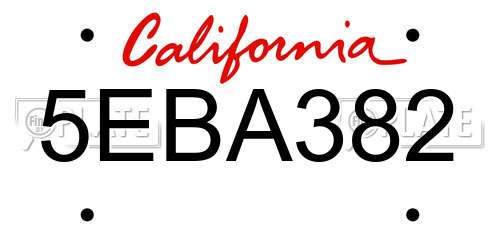 5EBA382 California License Plate