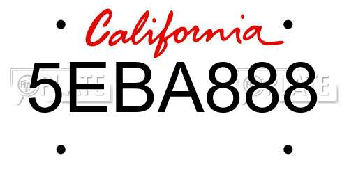 5EBA888 California License Plate