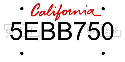 5EBB750 California License Plate