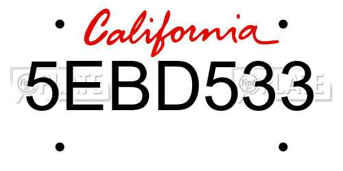 5EBD533 California License Plate