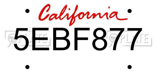 5EBF877 California License Plate