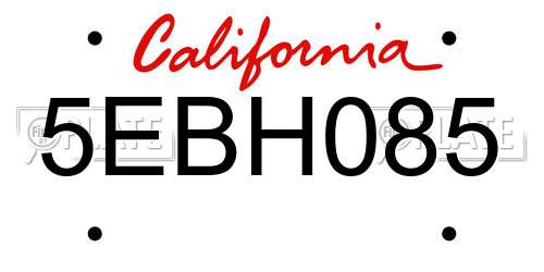 5EBH085 California License Plate