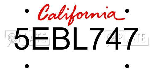 5EBL747 California License Plate