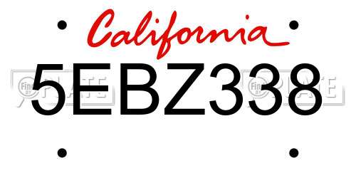 5EBZ338 California License Plate