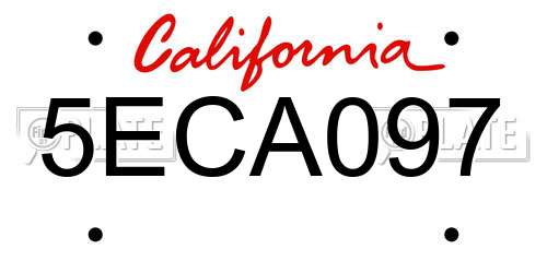 5ECA097 California License Plate