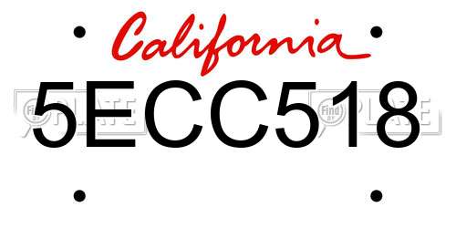 5ECC518 California License Plate
