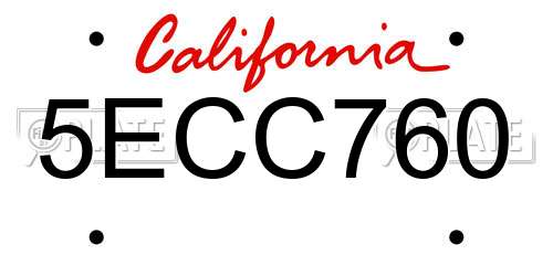 5ECC760 California License Plate