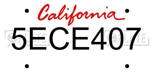 5ECE407 California License Plate