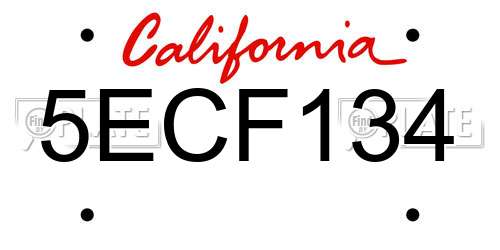 5ECF134 California License Plate