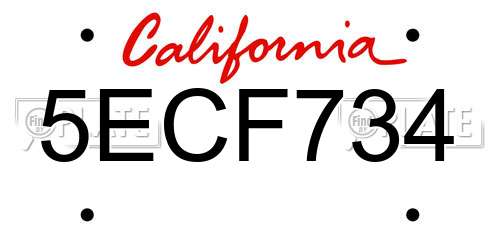 5ECF734 California License Plate