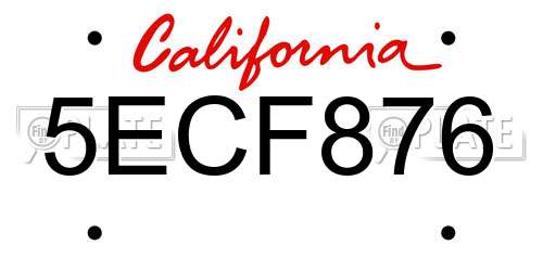 5ECF876 California License Plate