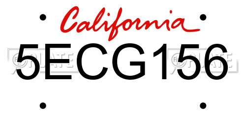 5ECG156 California License Plate