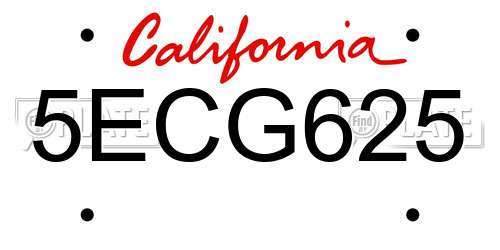 5ECG625 California License Plate