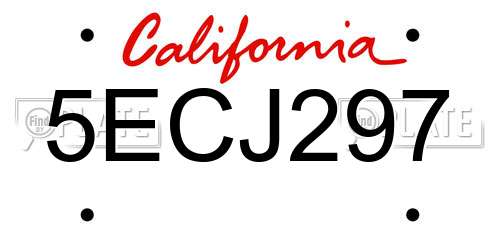 5ECJ297 California License Plate