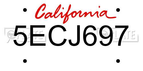 5ECJ697 California License Plate