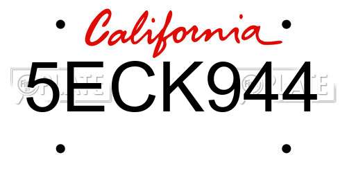 5ECK944 California License Plate