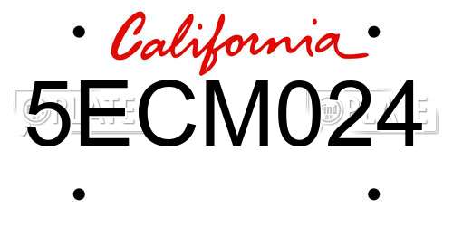 5ECM024 California License Plate