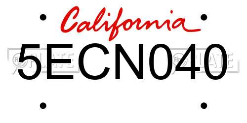 5ECN040 California License Plate