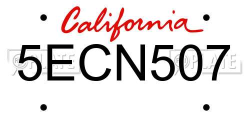 5ECN507 California License Plate