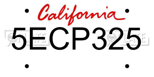 5ECP325 California License Plate