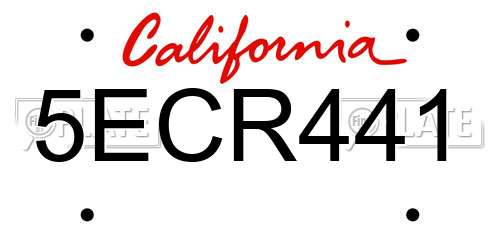 5ECR441 California License Plate