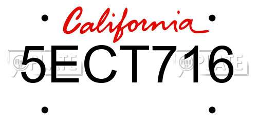 5ECT716 California License Plate