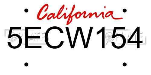5ECW154 California License Plate