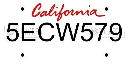 5ECW579 California License Plate