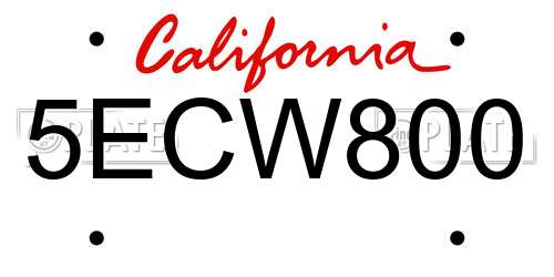 5ECW800 California License Plate