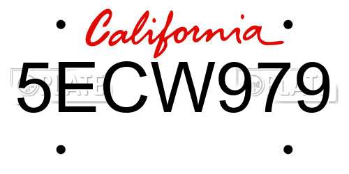 5ECW979 California License Plate