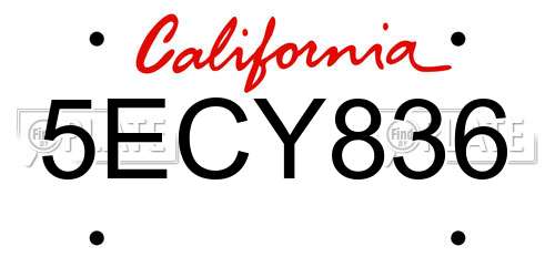 5ECY836 California License Plate