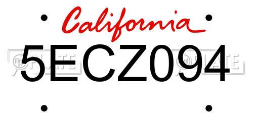 5ECZ094 California License Plate