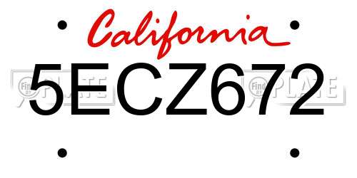 5ECZ672 California License Plate