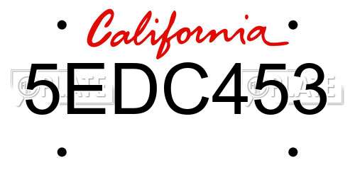 5EDC453 California License Plate