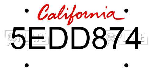 5EDD874 California License Plate