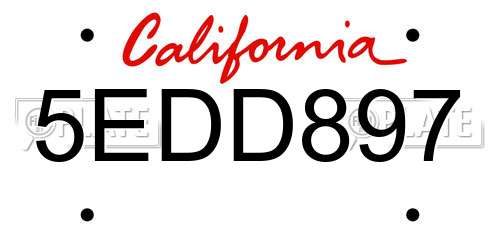 5EDD897 California License Plate