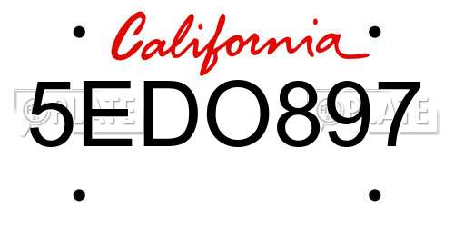5EDO897 California License Plate