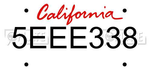 5EEE338 California License Plate