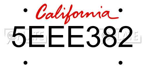 5EEE382 California License Plate