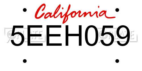 5EEH059 California License Plate