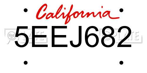 5EEJ682 California License Plate
