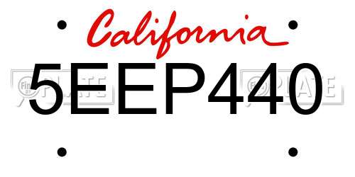 5EEP440 California License Plate