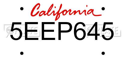 5EEP645 California License Plate