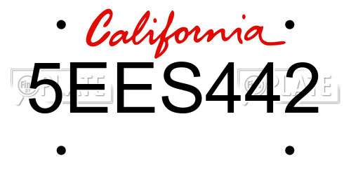 5EES442 California License Plate