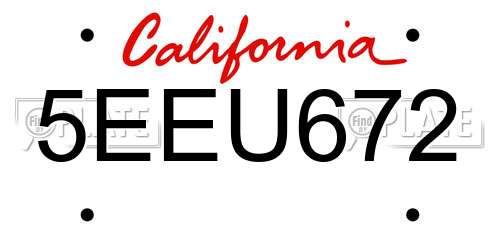 5EEU672 California License Plate