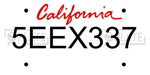 5EEX337 California License Plate
