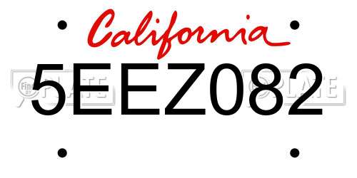 5EEZ082 California License Plate