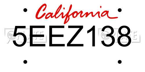 5EEZ138 California License Plate