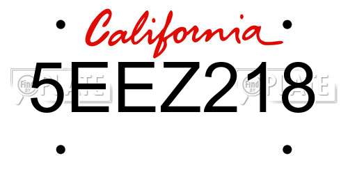 5EEZ218 California License Plate