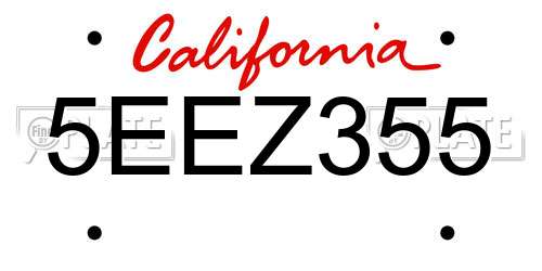 5EEZ355 California License Plate